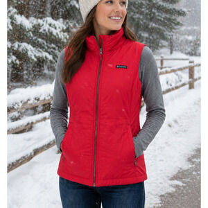 Columbia Sportswear Womens Coral Quilted Vest Small Fleece Lined Full Zip Active